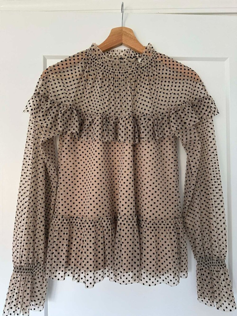 River Island, Women's Ruffle Polka Dot Blouse UK 8, US 4